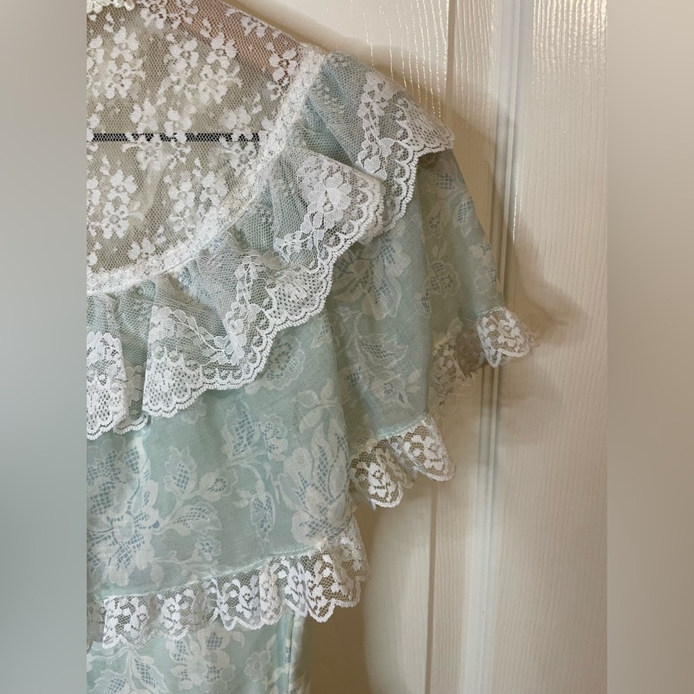Gunne Sax Victorian Vintage 1970s Blue Floral Lace Dress in Size 5 *Rare* - Picture 15 of 16